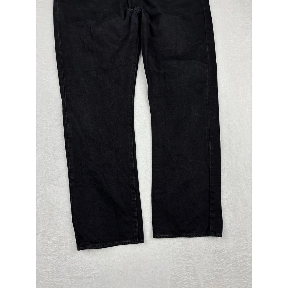 Levis 501 Original Fit Mens 38x30 Jeans Fuzzy Black Faded Grungy Washed Denim